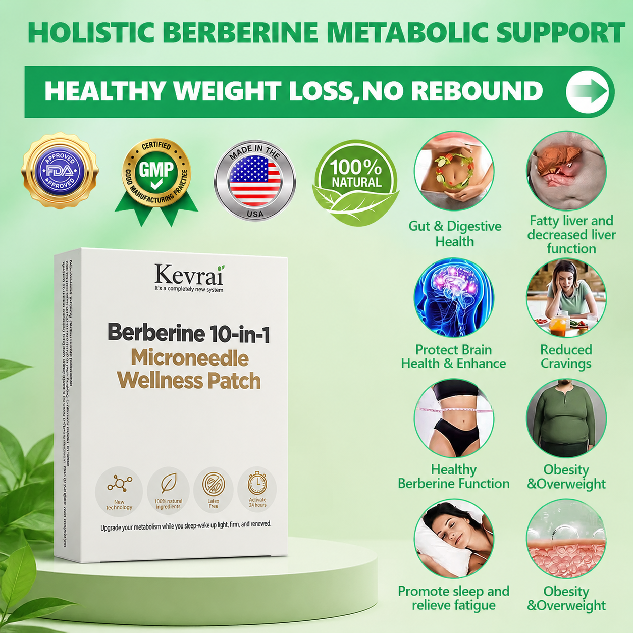USA Doctor Recommended 🌟 | Kevrai® Berberine 10-in-1 Nano Microneedle Patch | ✅ Science-Backed Formula  | Visible Results in 7 Days 🏅